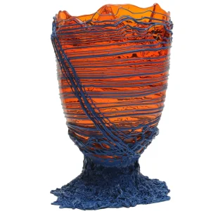 Spaghetti Vase - Clear Orange And Matt Dark Lavender