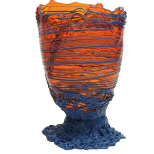 Spaghetti Vase - Clear Orange And Matt Dark Lavender