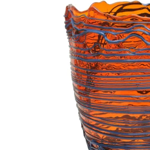 Spaghetti Vase - Clear Orange And Matt Dark Lavender