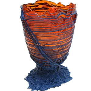 Spaghetti Vase - Clear Orange And Matt Dark Lavender