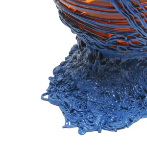 Spaghetti Vase - Clear Orange And Matt Dark Lavender