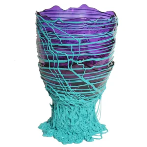 Spaghetti Vase - Clear Purple And Matt Turquoise