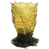 Spaghetti Vase - Clear Yellow And Clear Grey