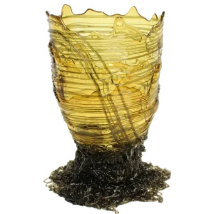 Spaghetti Vase - Clear Yellow And Clear Grey