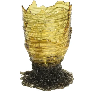 Spaghetti Vase - Clear Yellow And Clear Grey