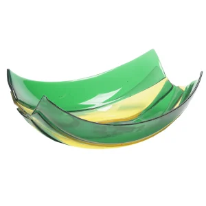 Stripe Basket - Clear Emerald Green And Lemon Yellow