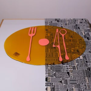 Table-Mates - Clear Amber, Dark Salmon
