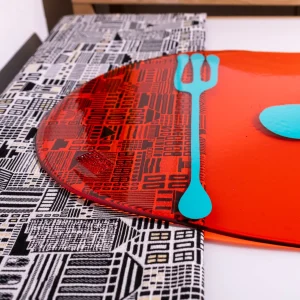 Table-Mates - Clear Red And Matt Turquoise