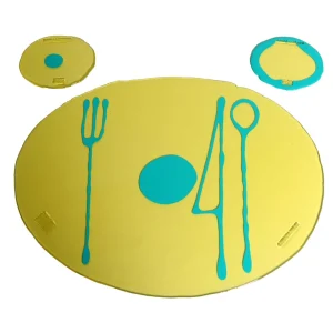 Table-Mates - Clear Yellow And Matt Turquoise