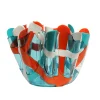 Tartan Vase - Clear Aqua, Matt Orange, White, Turquoise