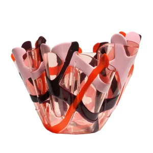 Tartan Vase - Clear Aqua, Matt Orange, White, Turquoise
