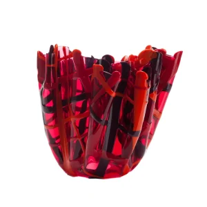 Tartan Vase - Clear Fuchsia, Matt Orange, Matt Purple And Matt Red