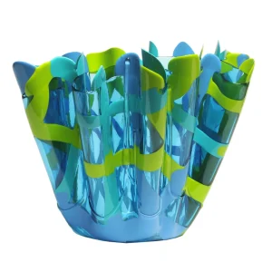 Tartan Vase - Clear Light Blue, Matt Blue, Matt Acid Green, Matt Turquoise