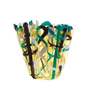Tartan Vase - Clear Yellow, Matt Purple, White, Turquoise