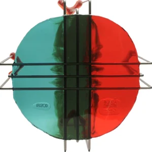 Triple Play Coffee Table - Clear Red, Bottle Green And Aqua