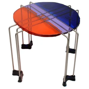 Triple Play Coffee Table - Clear Blue, Lilac And Orange