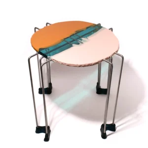 Triple Play Coffee Table - Matt Salmon, Clear Aqua, Matt Ochre