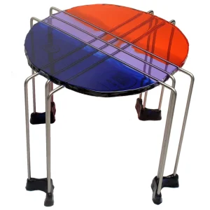 Triple Play Coffee Table - Clear Blue, Lilac And Orange
