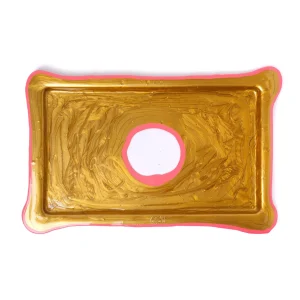 Try Tray Rectangular - Gold, Dark Salmon