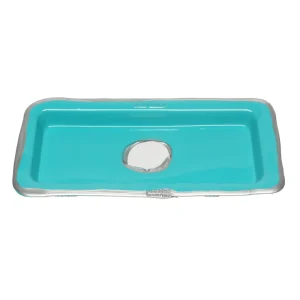 Try Tray Rectangular - Matt Turquoise And Silver