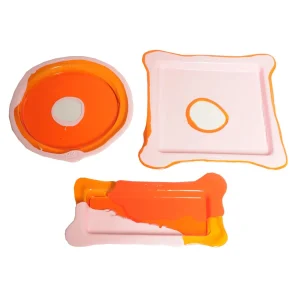 Try Tray Rectangular - Matt Orange, Clear Orange And Matt Pastel Pink