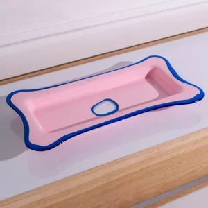 Try Tray Rectangular - Matt Pastel Pink And Clear Blue