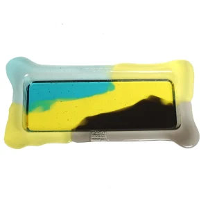 Try Tray Rectangular Diag - Clear Yellow, Aqua, Grey
