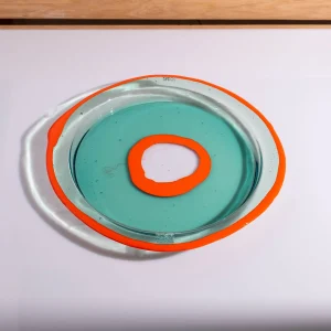 Try Tray Round - Clear Aqua And Matt Orange