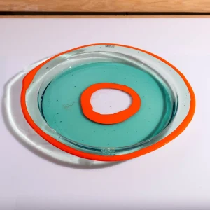 Try Tray Round - Clear Aqua And Matt Orange