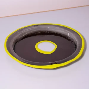 Try Tray Round - Clear Fumè, Fluo Yellow