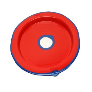 Try Tray Round - Matt Coral Red And Matt Dark Lavender
