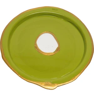 Try Tray Round - Matt Dust Green And Gold
