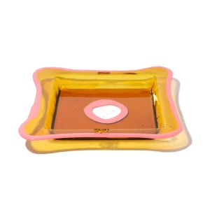 Try Tray Square - Clear Amber, Dark Salmon