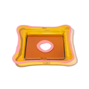 Try Tray Square - Clear Amber, Dark Salmon