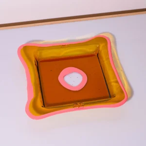Try Tray Square - Clear Amber, Dark Salmon
