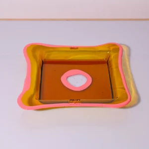 Try Tray Square - Clear Amber, Dark Salmon