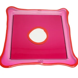 Try Tray Square - Clear Fuchsia And Matt Coral Red