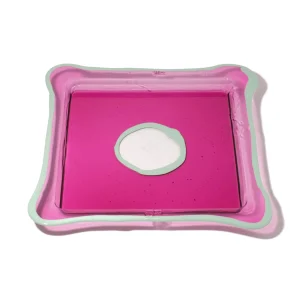 Try Tray Square - Clear Fuchsia, Aqua