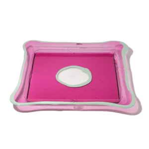 Try Tray Square - Clear Fuchsia, Aqua