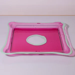 Try Tray Square - Clear Fuchsia, Aqua