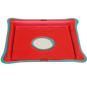 Try Tray Square - Clear Red And Matt Turquoise