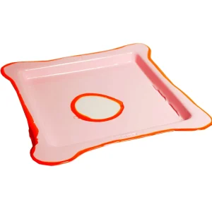 Try Tray Square - Matt Pastel Pink And Clear Orange