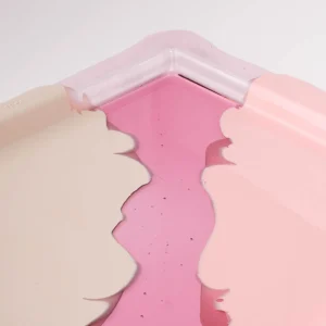 Try Tray Square Stripes - Matt Champagne, Clear Antique Pink And Matt Salmon