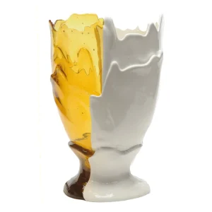 Twins C Vase - Amber, Matt White
