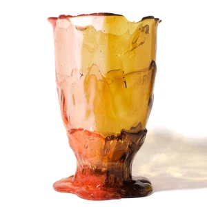 Twins C Vase - Clear Amber And Clear Light Ruby