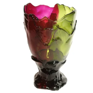 Twins C Vase - Clear Bottle Green And Clear Fuchsia