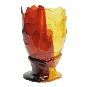 Twins C Vase - Clear Yellow, Dark Ruby