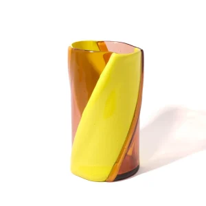 Twirl Vase - Clear Antique Pink, Fluo Yellow