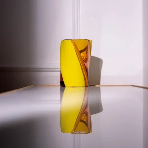 Twirl Vase - Clear Antique Pink, Fluo Yellow