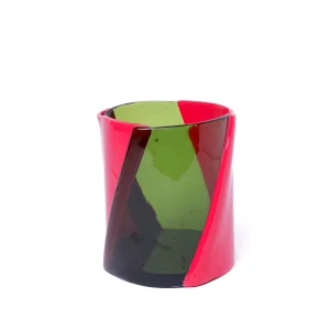 Twirl Vase - Clear Bottle Green, Fuchsia